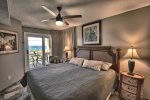 Sleep late while on vacation in the Comfy King Bed in the master bedroom. 